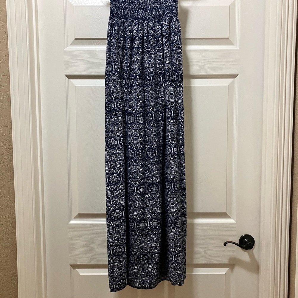 Gap Nautical Strapless Maxi Dress Women's Sz XS Navy White
